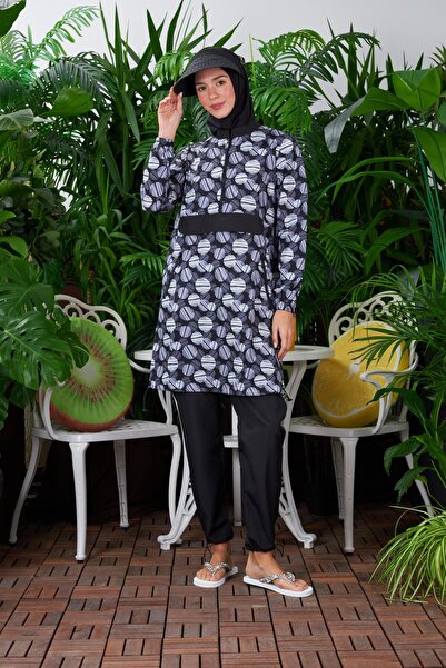 Moodbasic Μαγιό με στρογγυλά σχέδια και τετράγωνα μοτίβα