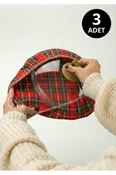 MiniStand İskoç Ekose Desenli Lastikli 3 Adet Pilav Demleme Bonesi Demlematik...