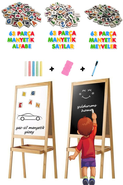 Yıldırım's Home Ayaklı Katlanabilir Manyetik Yazı Tahtası - 189 Adet Magnetli
