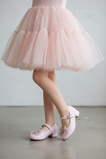 pediashoes KIZ ÇOCUK PEMBE RENK MİNİK TOPUKLU SÜSLÜ FİYONKLU ŞIK ABİYE AYAKKABI