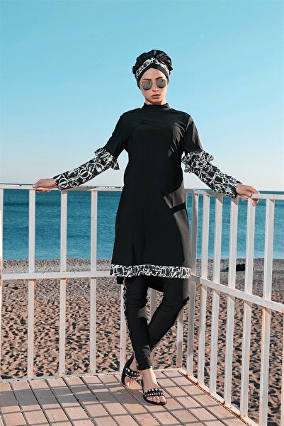 Moodbasic BLACK AND WHITE TESETURY SWIMSUIT