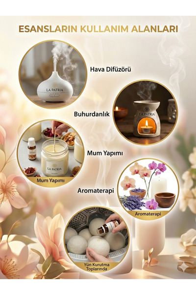 LaPatria Çamaşır yün Kurutma Topu İçin Koku seti 10ml - 6 Adet Esansiyel Uçucu Yağ