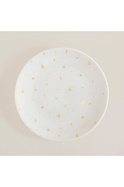 Chakra Cıelo Servis Tabağı 25 cm Beyaz-Gold