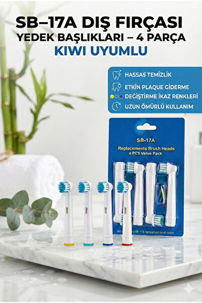 LOVYCO Kiwi Şarjlı Ve Pilli Diş Fırçaları Ile Uyumlu Ekstra Yumuşak 4 Adet Ye...