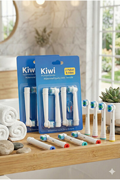 LOVYCO Kiwi 8 Adet Şarjlı Ve Pilli Diş Fırçaları Ile Uyumlu Ekstra Yumuşak Ye...