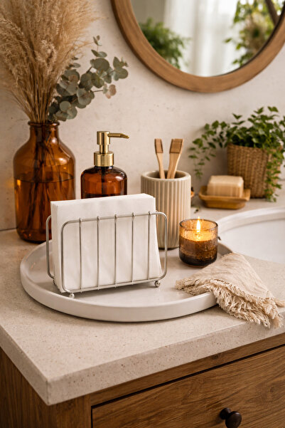 KARTEYA Napkin Holder Marbled Chrome Luxury 1st Class Stainless Cage Napkin H...