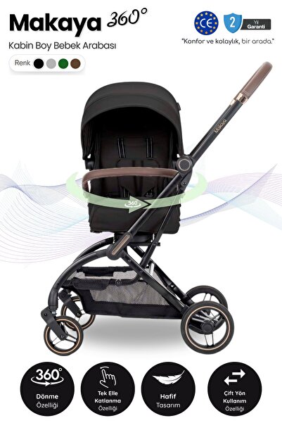 LORELLİ MAKAYA 360 Dönebilen Kabin Tipi Bebek Arabası - Black