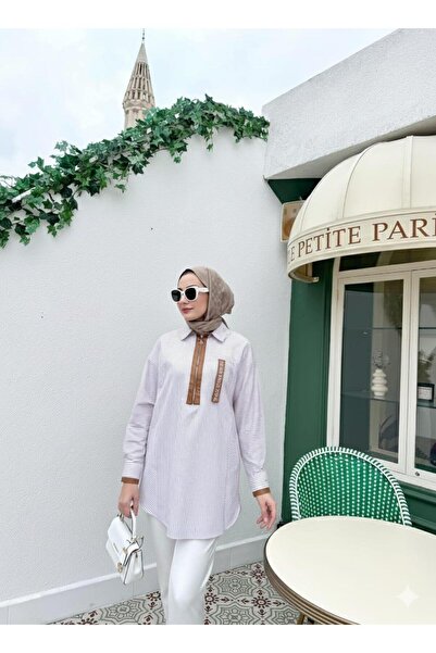 Moodbasic RENKLİ GARNİLİ ÇİZGİLİ GÖMLEK