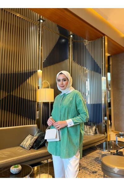 Moodbasic ÇİZGİLİ TAŞLI PAMUKLU GÖMLEK