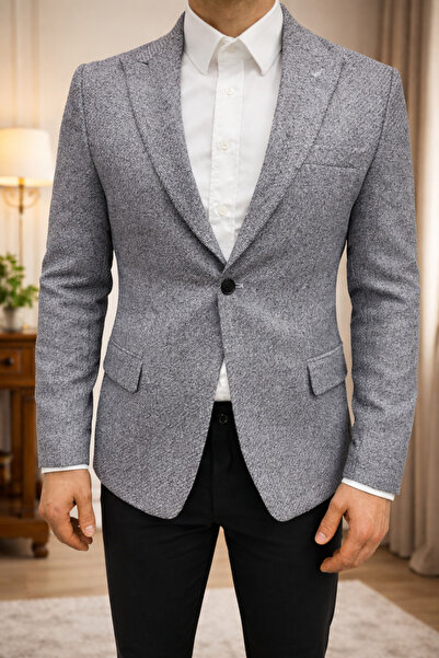 YXC Trend Maker سترة رمادية على الطراز الإيطالي بقصة ضيقة للرجال