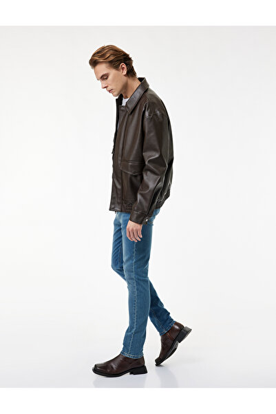 Koton بنطلون جينز قطني عادي بخصر مطاطي قصة ضيقة - براد جين