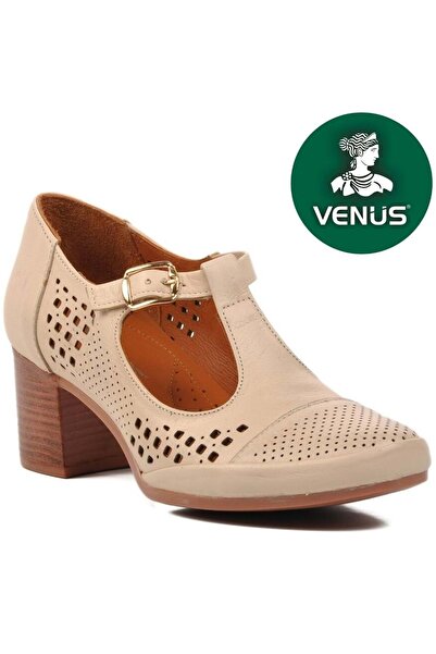 Venüs Cosmos Hakiki Deri Comfort Ortopedik Kadın Topuklu Ayakkabı BEJ
