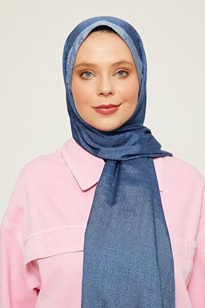 Levidor Bebe Mavisi Halka Desen Monogram Şal