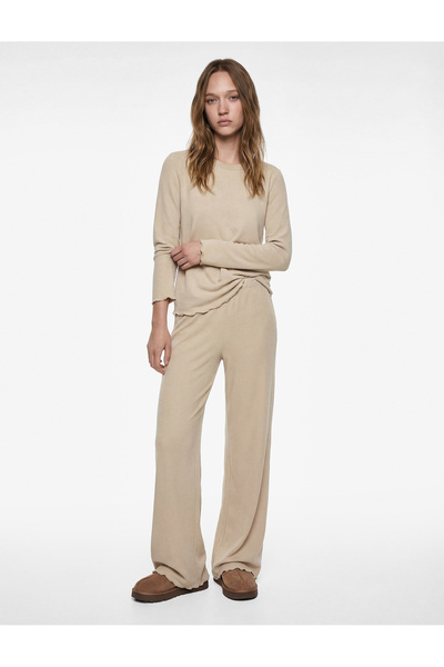 Koton Long Sleeve Viscose Blended Knitted Slim Fit Pajama Set - Set of 2