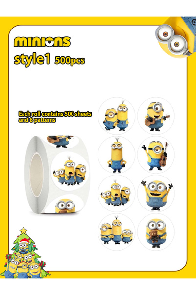 Miniso style1 500/1000pcs Minions roll stickers, cartoon and cute decorative ...
