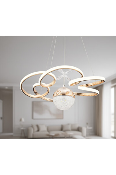 lüx aydınlatma ZÜMRA MODERN GOLD LEDLİ AVİZE YATAK ODASI- SALON