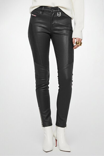 Diesel Women Slandy Biker Skinny Fit Plain Stretchable Jeans, Black
