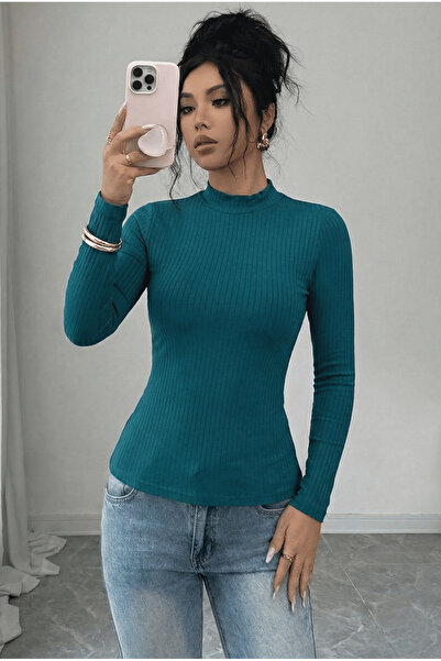 ESPİNA Γυναικεία Αναφορά Καμισόλ Μπλούζα με ζιβάγκο σκούρο πράσινο