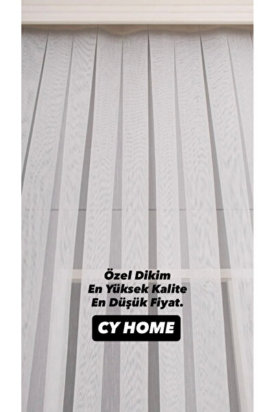 CY HOME Düz Tül Perde Bambu Modern Zarif Ütü Istemez 1/3 Sık Pile