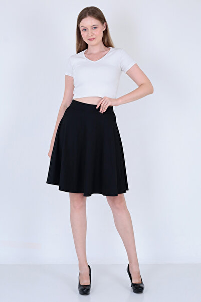 WAYS Kadın Siyah Kloş Etek Modern & Zarif Tasarım Dalgıç Kumaş