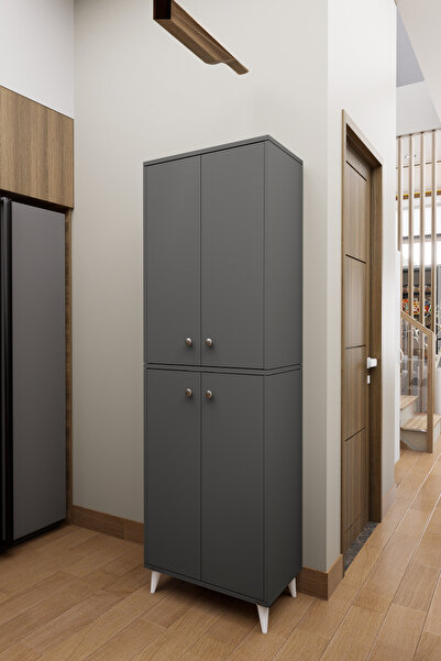 Mirobi Axis Çok Amaçlı Mutfak Dolabı Kiler Dolabı Erzak Dolabı Antrasit