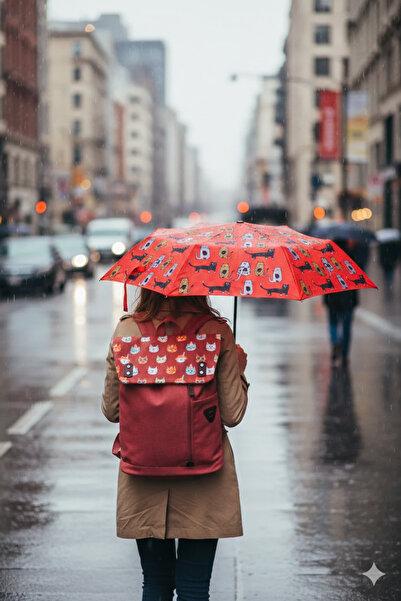 Biggdesign Cats 15" Laptop Çantası & Tam Otomatik Rüzgara Dayanıklı Kedi Dese...