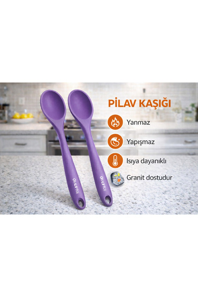 Ekostem 28 cm Sert Uçlu Isıya Dayanıklı Okaliptus Yanmaz Yapışmaz Silikon Kaş...