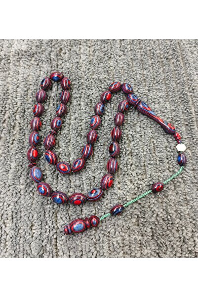 İnan Tesbih مسبحة شرابة من خشب الكافور مع نظام أزرق عنابي