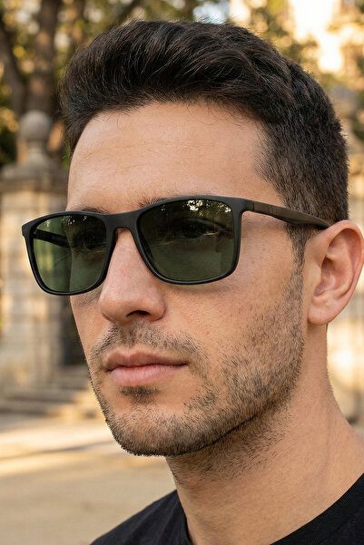 sun factory نظارات شمسية للرجال باللون الأسود غير اللامع 1341 C0101M - إطار T...