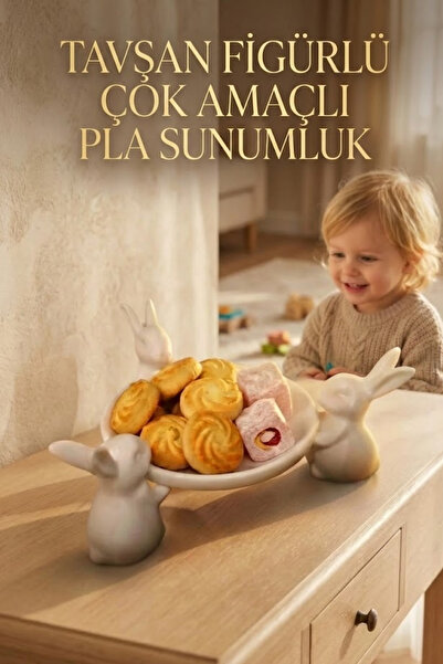 Oxyteez Dekoratif ŞekerlikPla Sunumluk Tavşan Figürlü 15 Cm Modern Kase Biblo...