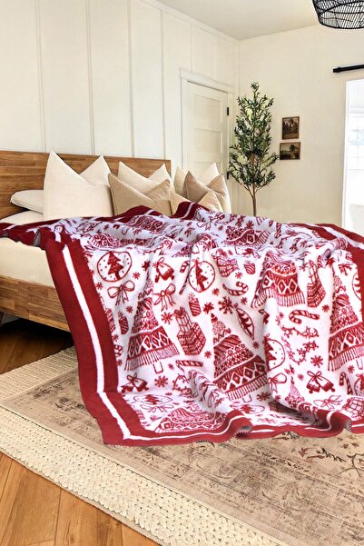 Sesli Yılbaşı Temalı Pamuklu Çift Kişilik Battaniye 200x220