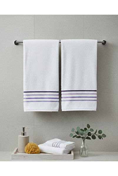 Coton Delux bumbac 100% Set de cu dungi prosoape de mână/cap 50x90 cm – 2 mod...