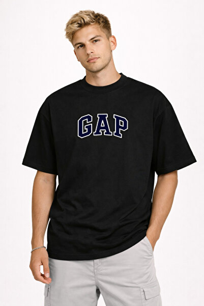 CAMBLYS UNİSEX LOGO GP BASKILI OVERSİZE KALIN KUMAŞ BOL KESİM PAMUKLU T-SHİRT