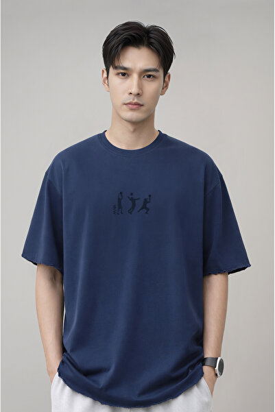 Klotho MAIA Men's Volleyball Embroidery Detailed Oversize T-Shirt
