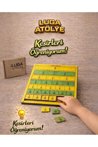 LUGA ATÖLYE Kesir Eğitim Seti - Doğal Ahşap & Eğlenceli Matematik Öğrenme