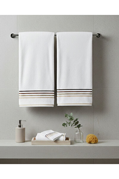 Coton Delux bumbac 100% Set de cu dungi prosoape de mână/cap 50x90 cm – 2 mod...