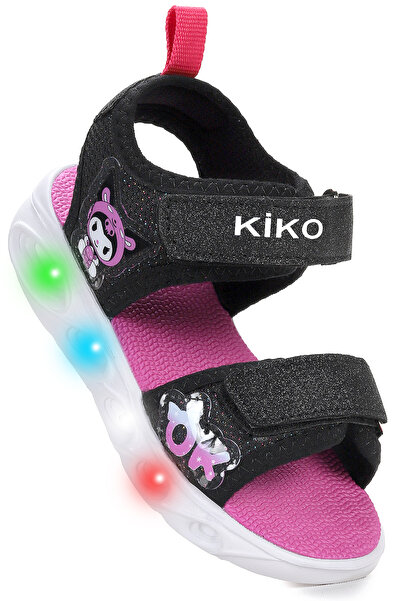 Kiko Kids Kuruza Günlük Işıklı Cırtlı Kız Bebek Sandalet Ayakkabı
