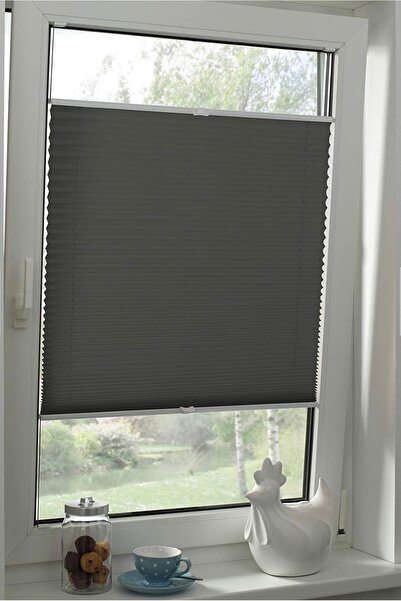 yiteks plise perde Katlanabilir Cam Balkon Plise Perde Antrasit (VİDALI)