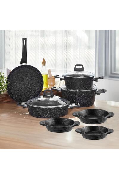 Amboss Hera 10 Parça Granit Tencere Döküm Sahan Seti