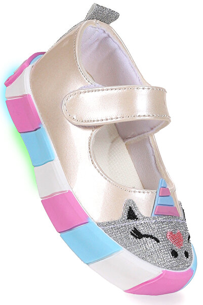 Kiko Kids Gilan Cırtlı Işıklı Kız Çocuk Babet Ayakkabı