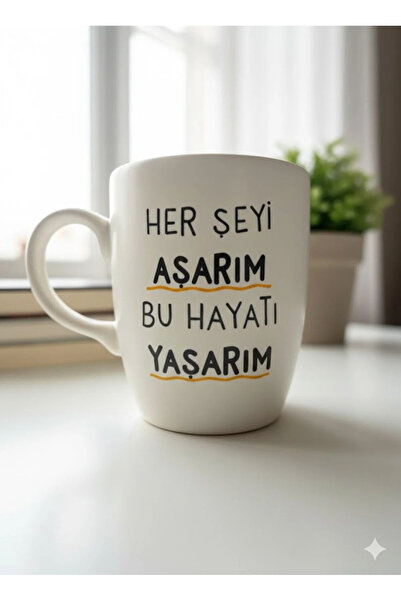 PALTO TASARIM I Overachieve, I Live This Life Cream Oval Mug - Gift Mug Cup