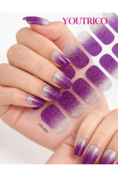 Youtrico 26 Fingers Glitter Nail Polish Stickers Self-adhesive Diy Fake Nail