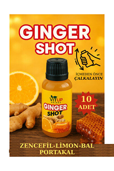 VİTUP Ginger Shot - 10 Adet (CAM ŞİŞELİ) -PESTİSİT ANALİZLİ