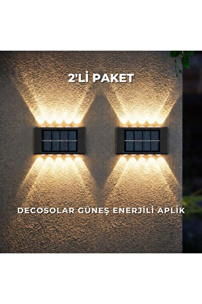 Decorible Decosolar 2'li Paket Güneş Enerjili Solar Aplik Duvar Aydınlatma Çi...