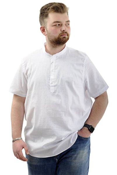 ModeXL Mode XL Large Size Men's Short Sleeve Judge Collar 20387 White