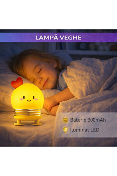 SMARTECH Lampa de veghe cu Baterie 300mAh, Autonomie 5H, pentru copii sau beb...