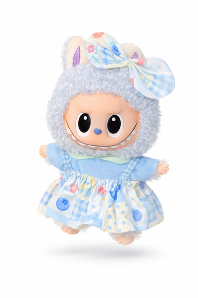 OEM Jucarie de plus breloc - tip Labubu - 15 cm - imbracat in rochita colorat...