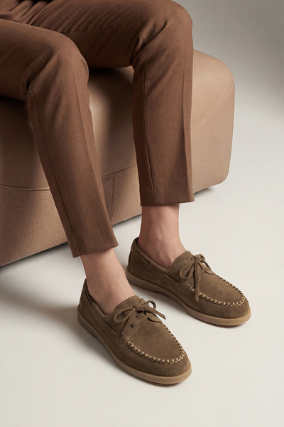 Marjin Women's Genuine Leather Lace-Up Loafer Casual Shoes with Rope Detail M...