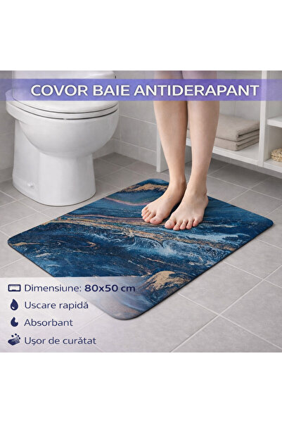 SMARTECH Covoraș de baie antiderapant, absorbant, cu uscare rapidă, spumă pol...