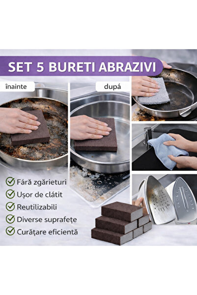 SMARTECH Bureți abrazivi pentru îndepărtarea grăsimii arse, set de 5